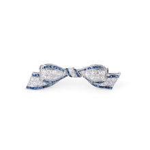 Charger l'image dans la galerie, Broche nœud en platine Art Déco en diamant et saphirs calibrés