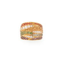 Charger l'image dans la galerie, Bague bandeau or jaune entourée de pierres de couleurs