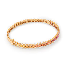 Charger l'image dans la galerie, Bracelet or Rose  sertis de saphirs multicolores