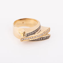 Charger l'image dans la galerie, Bague bandeau or jaune et diamant cognacs