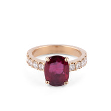Charger l'image dans la galerie, Bague or jaune rubis et diamants princesse