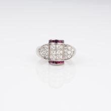 Charger l'image dans la galerie, Bague platine et diamant ornée de rubis qualibrés