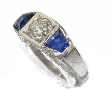 Charger l'image dans la galerie, Bague jarretière en or gris diamant et saphirs - adalgyseboutique