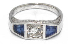 Charger l'image dans la galerie, Bague jarretière en or gris diamant et saphirs - adalgyseboutique