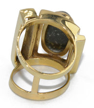 Charger l'image dans la galerie, Bague géométrique or jaune ornée d'une agate mousse - adalgyseboutique