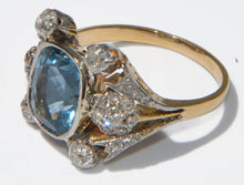 Charger l'image dans la galerie, Bague 1910 en or et argent ornée d'une aigue-marine