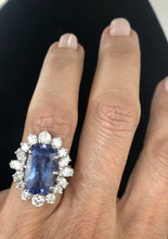 Charger l'image dans la galerie, Bague entourage saphir naturel et diamant - adalgyseboutique