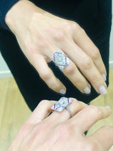 Charger l'image dans la galerie, Bague en platine, diamants et rubis rectangulaire