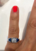 Charger l'image dans la galerie, Bague jarretière en or gris diamant et saphirs