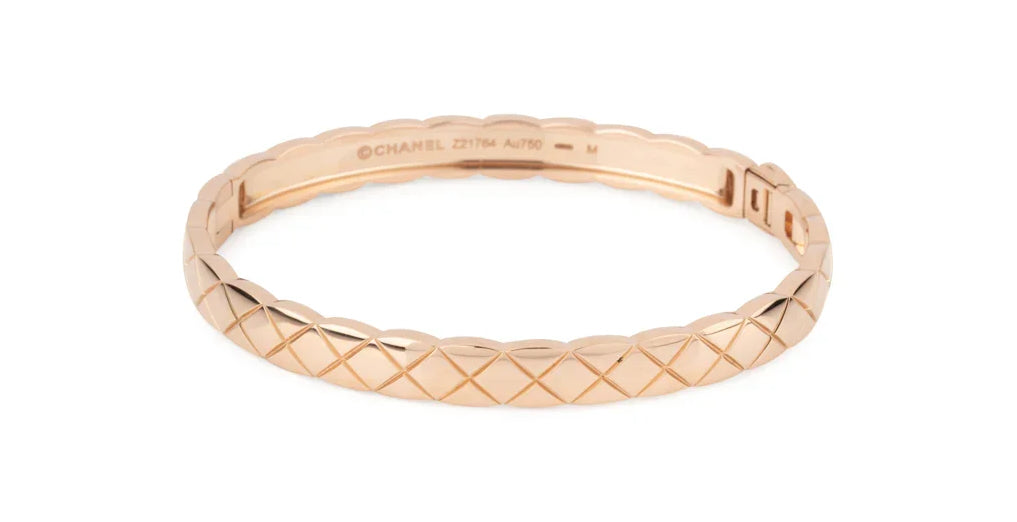 Bracelet Chanel en or rose 750 millièmes, motif losange, bijou ancien signé