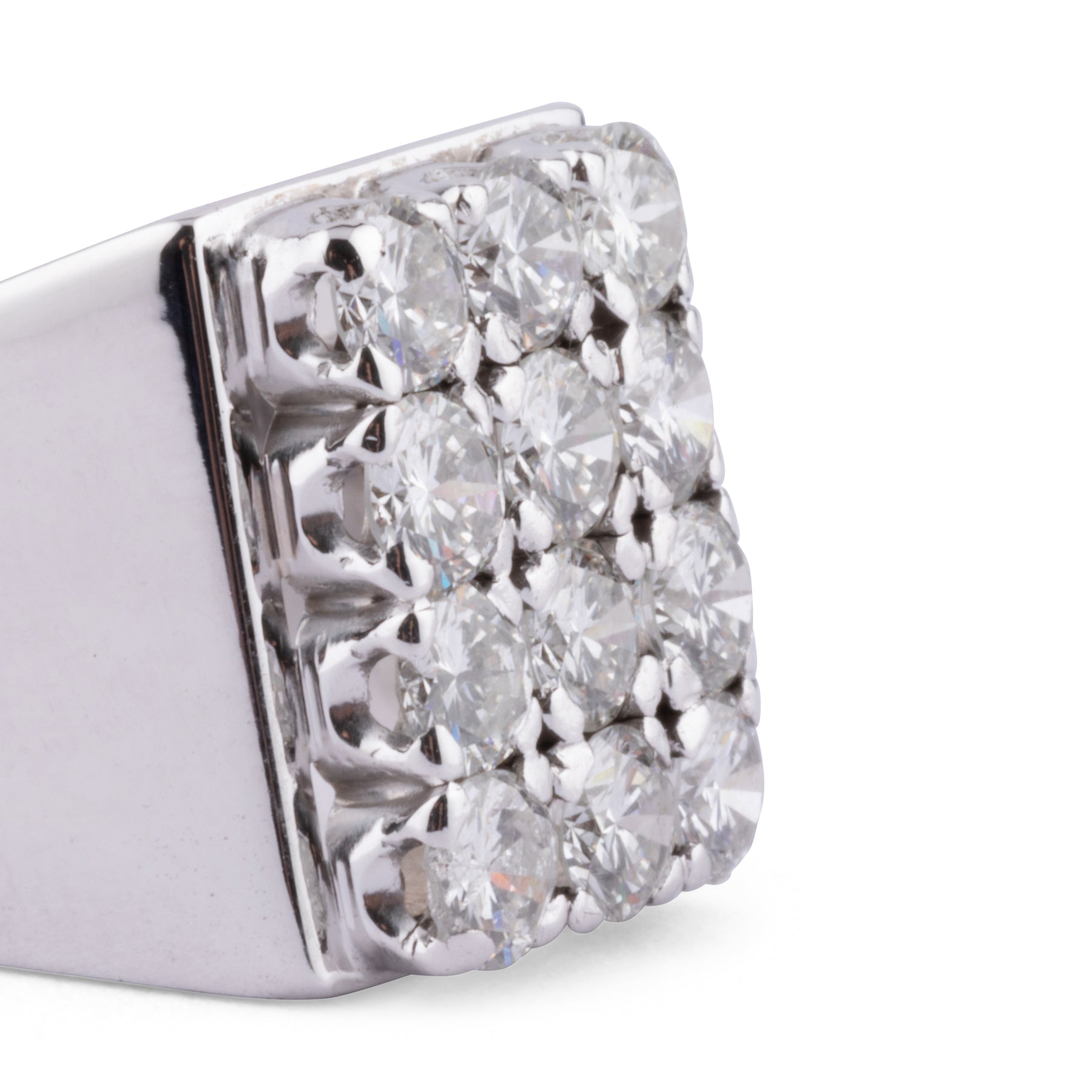 Bague chevalière en or gris et diamant