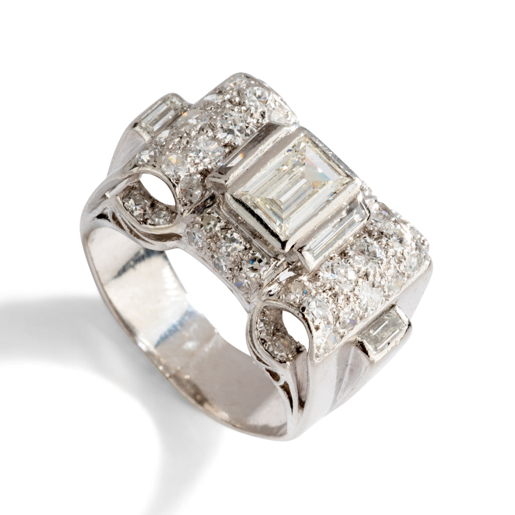 Bague platine et diamant Art Déco