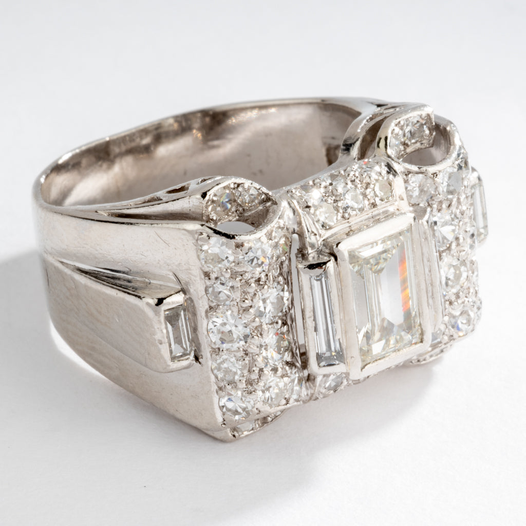 Bague platine et diamant Art Déco