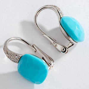 Boucles d'oreilles Pomellato modèle Capri en or gris et turquoise