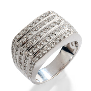 Bague moderne rectangulaire en or gris et diamants