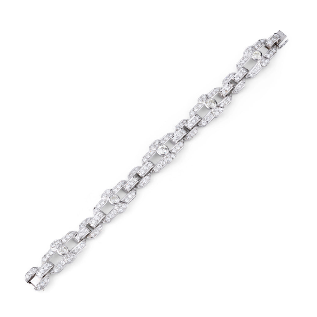 Bracelet Art Déco en platine et diamants à motifs géométriques