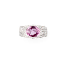 Charger l&#39;image dans la galerie, Bague or gris et saphir rose
