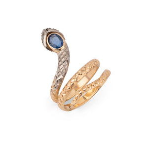Bague serpent bi-colore en saphir