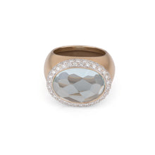 Charger l&#39;image dans la galerie, Bague or rose sablé signée de la maison italienne Pomellato ornée d&#39;une aigue marine
