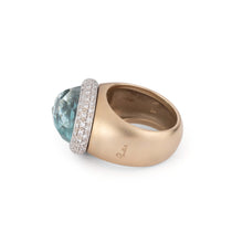 Charger l&#39;image dans la galerie, Bague or rose sablé signée de la maison italienne Pomellato ornée d&#39;une aigue marine
