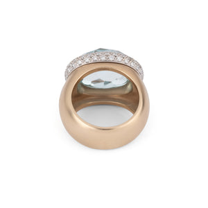 Bague or rose sablé signée de la maison italienne Pomellato ornée d'une aigue marine