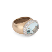 Charger l&#39;image dans la galerie, Bague or rose sablé signée de la maison italienne Pomellato ornée d&#39;une aigue marine

