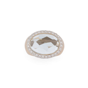 Bague or rose sablé signée de la maison italienne Pomellato ornée d'une aigue marine