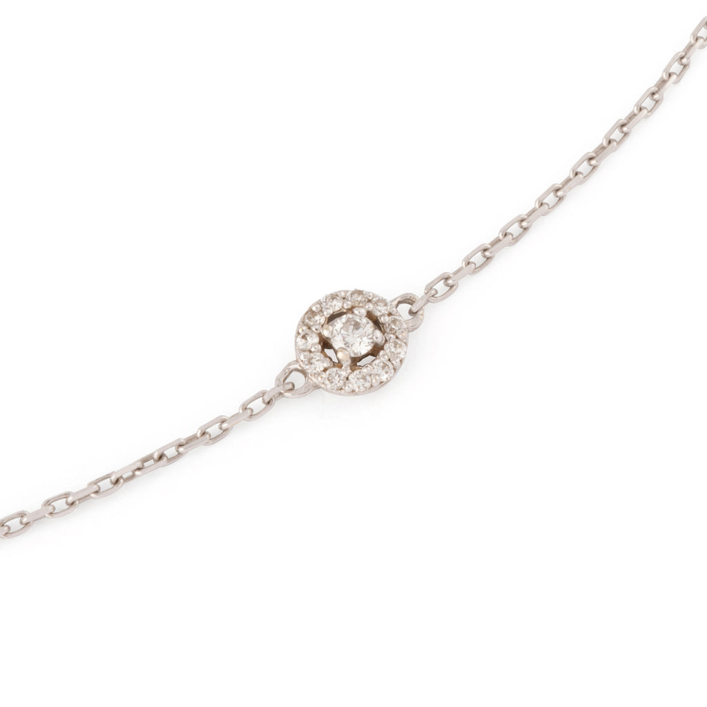 Collier en or gris ornée de 5 diamants entourés de plus petit diamant