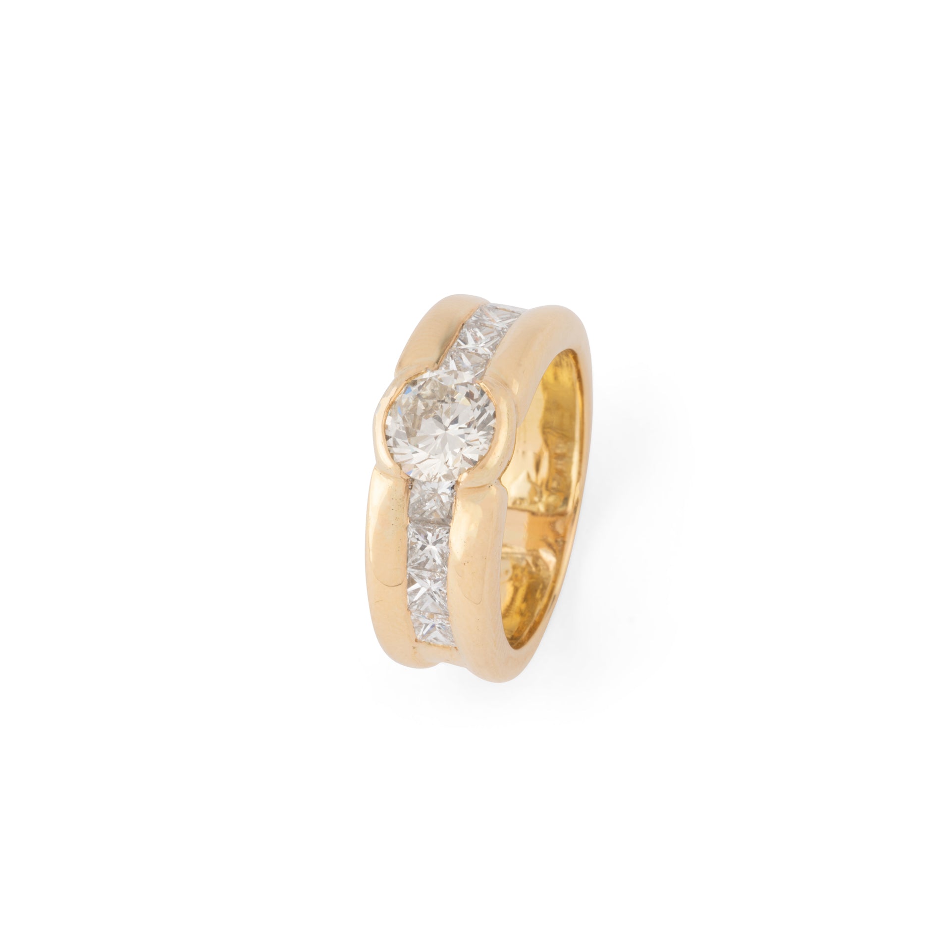 Bague solitaire ornée d'un diamant taille brillant d'environ 1,21 cts