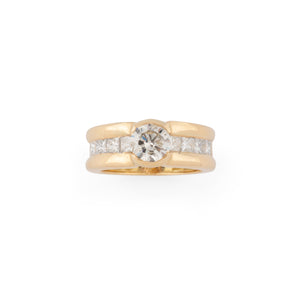 Bague solitaire ornée d'un diamant taille brillant d'environ 1,21 cts