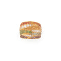 Bague bandeau or jaune entourée de pierres de couleurs