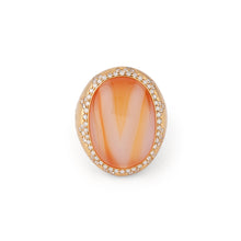 Charger l&#39;image dans la galerie, Bague en or jaune brossé ornée d&#39;une agate et diamant
