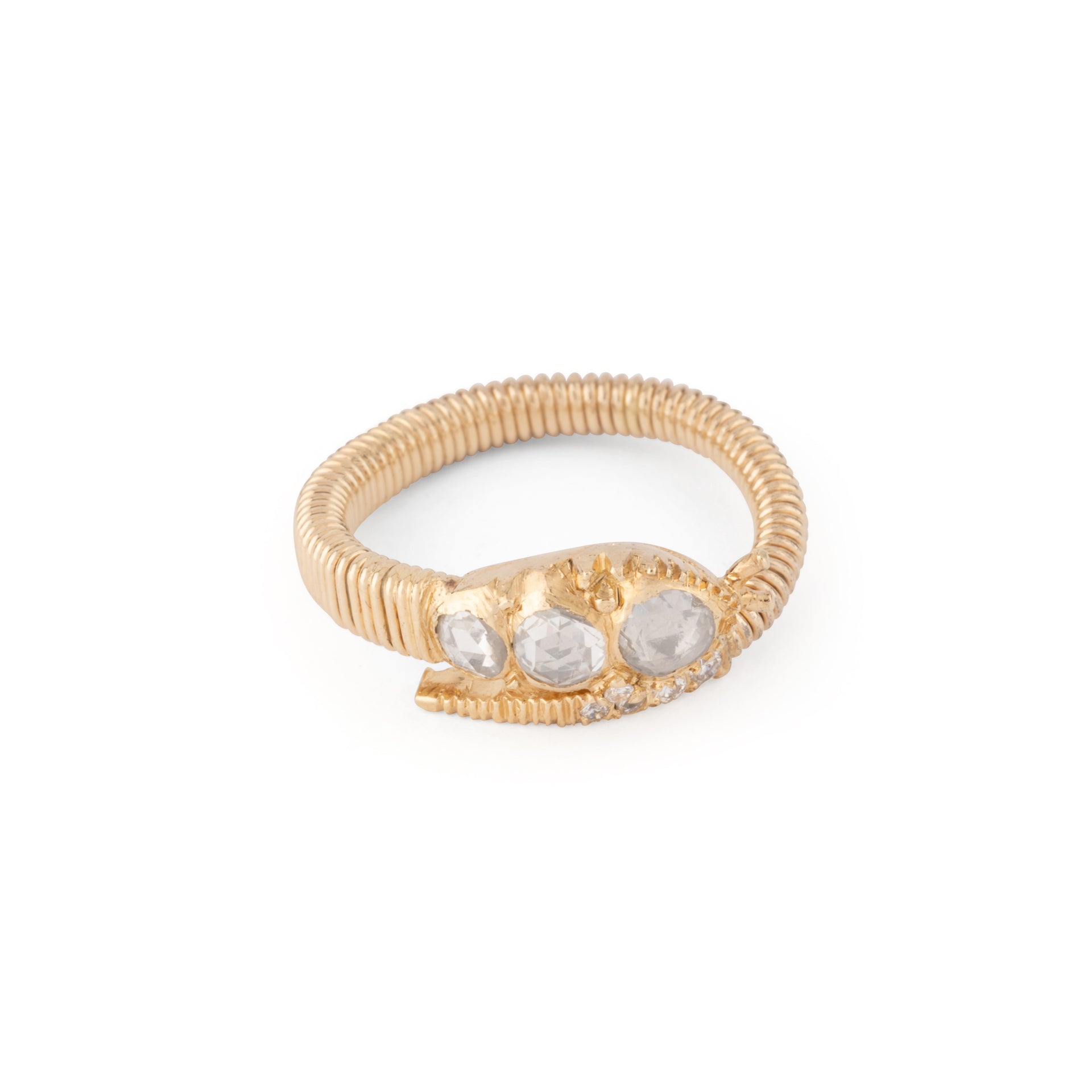 Bague serpent  en diamant taille ancienne en or jaune