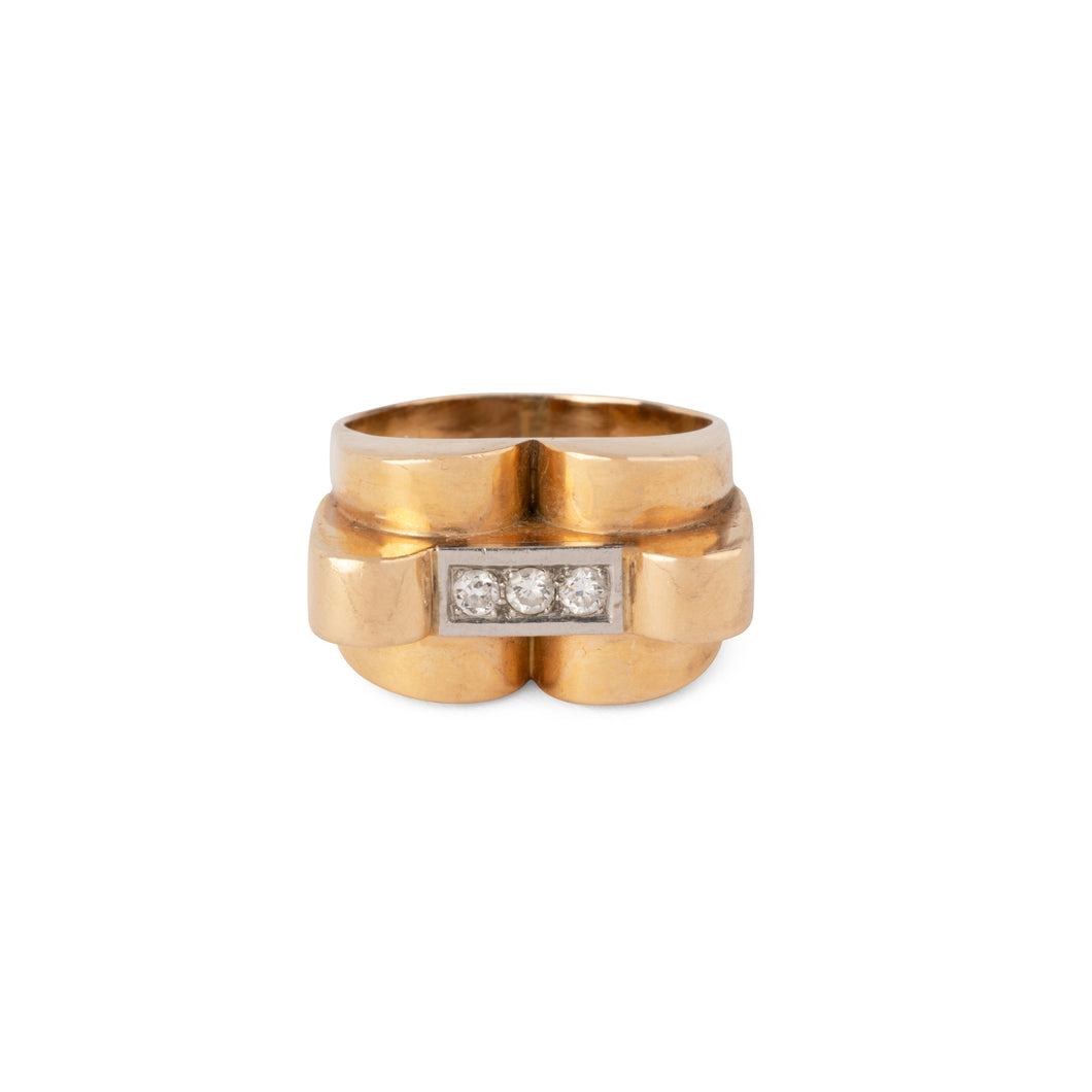 Bague Tank en or jaune et diamants