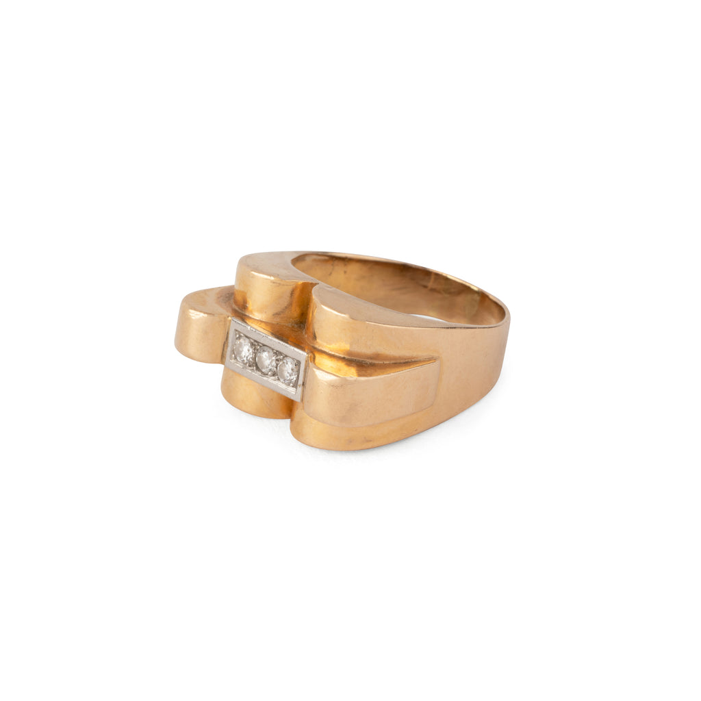 Bague Tank en or jaune et diamants