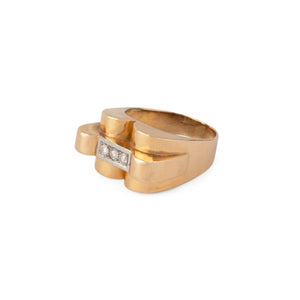 Bague Tank en or jaune et diamants
