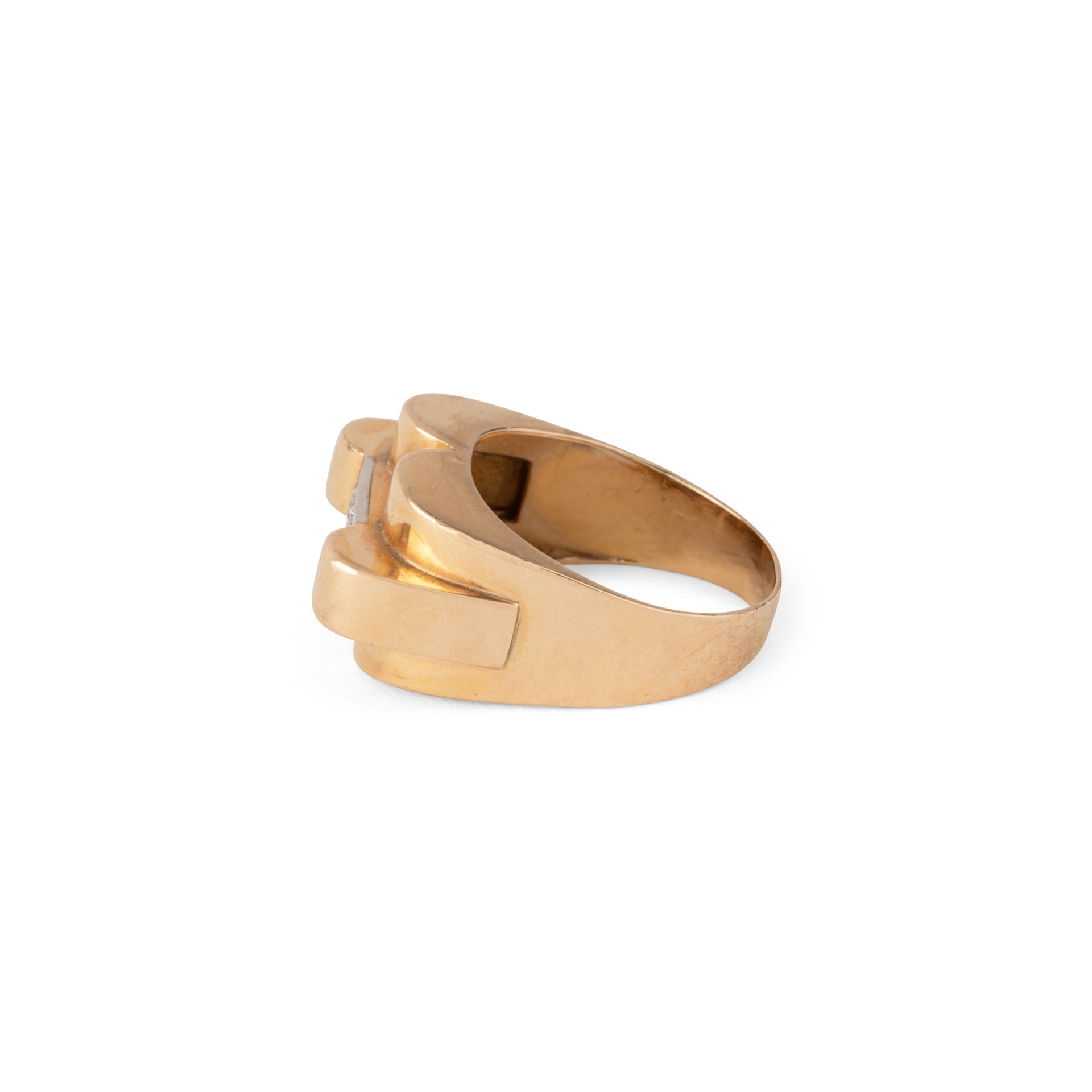 Bague Tank en or jaune et diamants