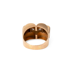 Bague Tank en or jaune et diamants