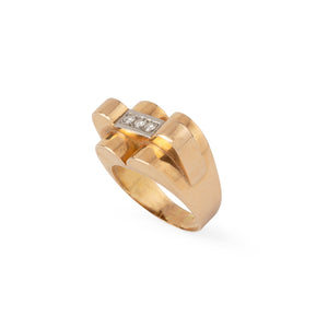 Bague Tank en or jaune et diamants