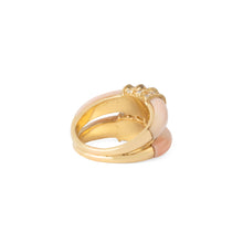 Charger l&#39;image dans la galerie, Bague double anneaux en corail peau d&#39;ange sur or jaune

