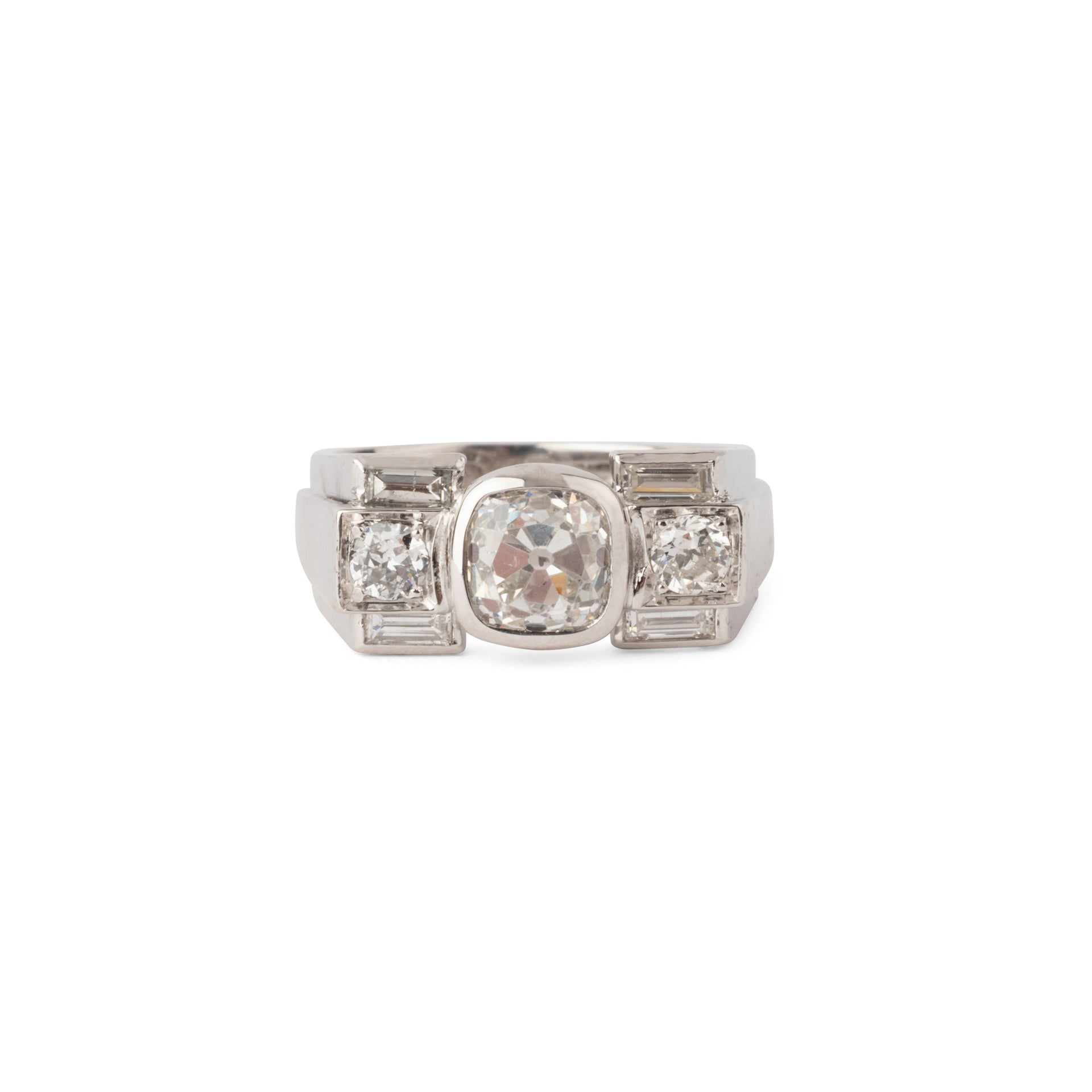 Bague platine Art déco et diamant