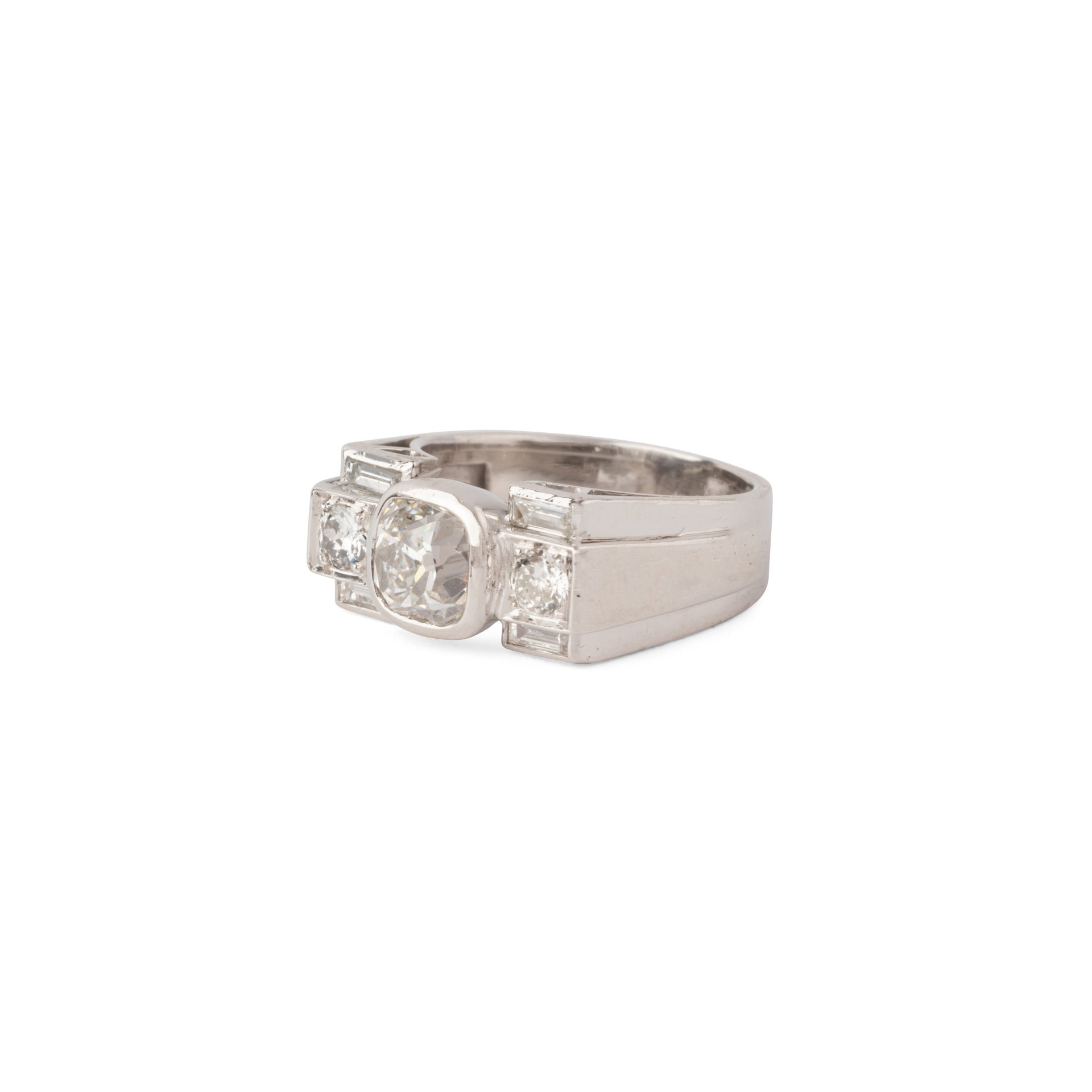 Bague platine Art déco et diamant