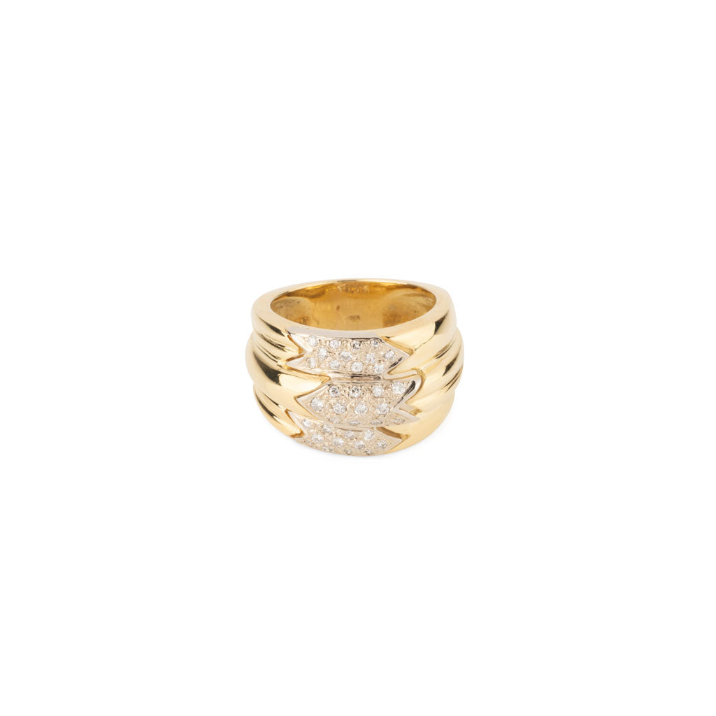 Bague 3 rangs en or jaune et diamant