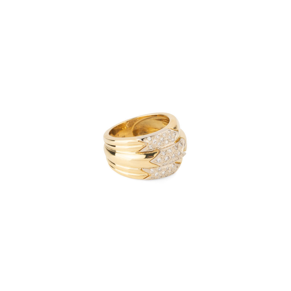 Bague 3 rangs en or jaune et diamant