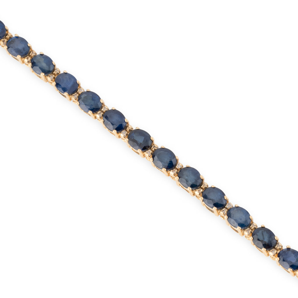 Bracelet or jaune, diamants et saphirs