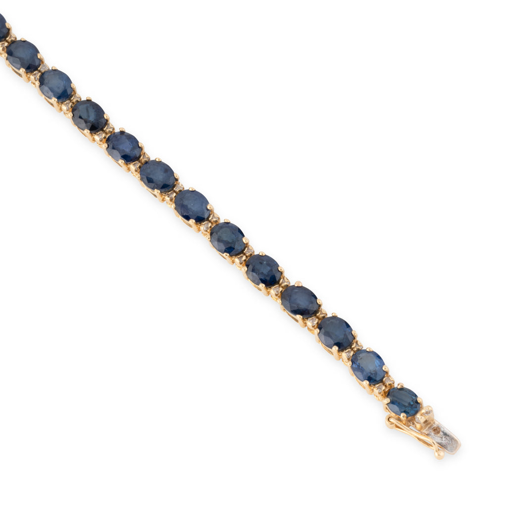 Bracelet or jaune, diamants et saphirs