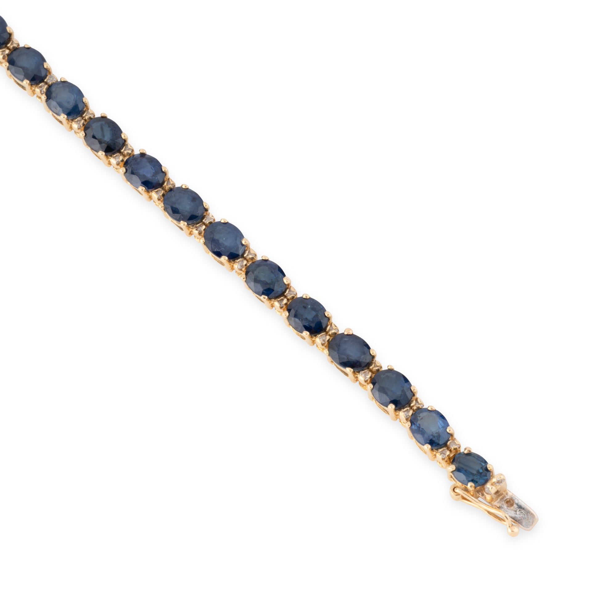 Bracelet or jaune, diamants et saphirs