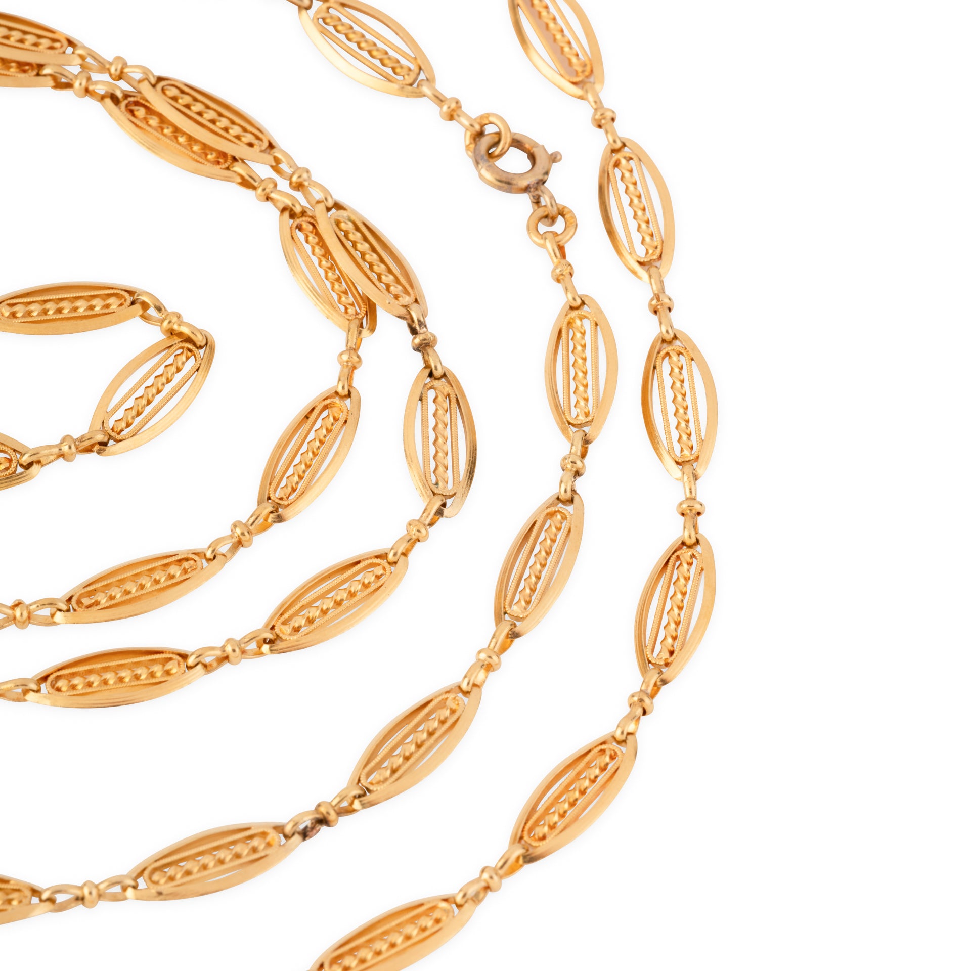 Sautoir en or maille olive