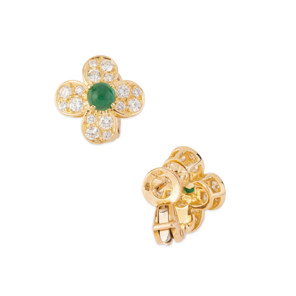 Boucles d'oreilles "Fleurette" Van Clef & Arpels en émeraude et diamants