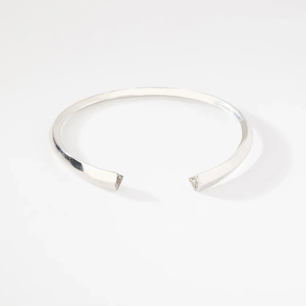 Bangle bracelet set with small diamonds